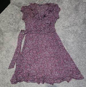 MSK Burgundy and Black Patterned Dress